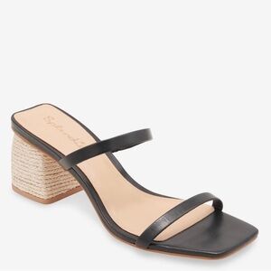 Splendid Kharis Square Toe Black Espadrille Block Heel Slide Sandals Shoes NWT